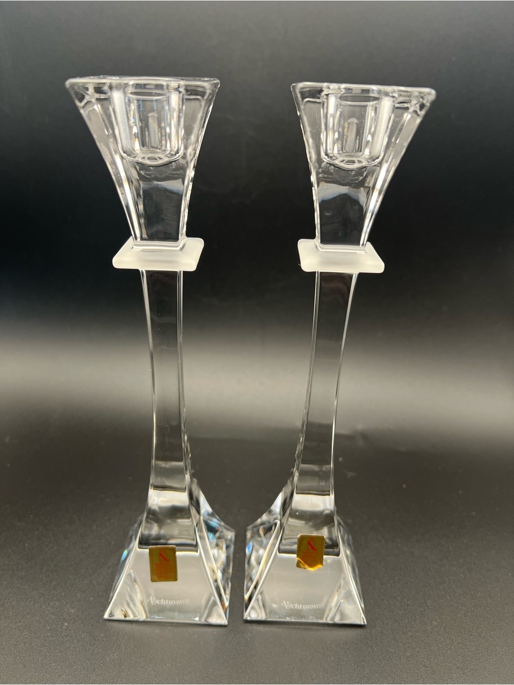 🔥Vintage Nachtmann "Lichtcrystal" German Lead Crystal Taper Candlestick Holders